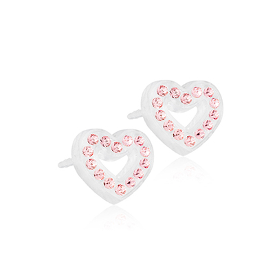 orecchini a forma di cuore hollow color rosa della collezione Diadema di Blomdahl