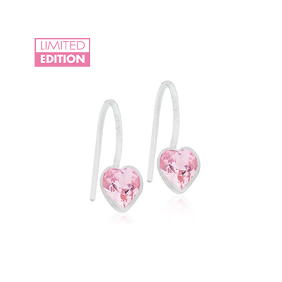 orecchini a forma di cuori pendenti rosa della collezione Diadema di Blomdahl